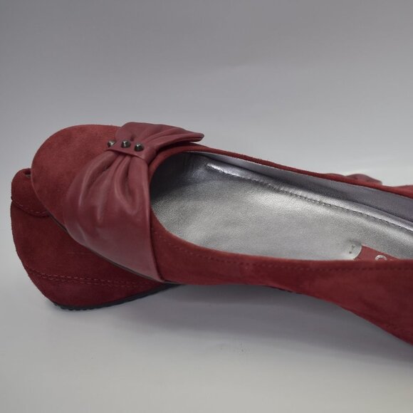 ECCO BURGUNDY SUEDE FLATS SHOES SZ EUR 39 US 8 - Picture 5 of 11